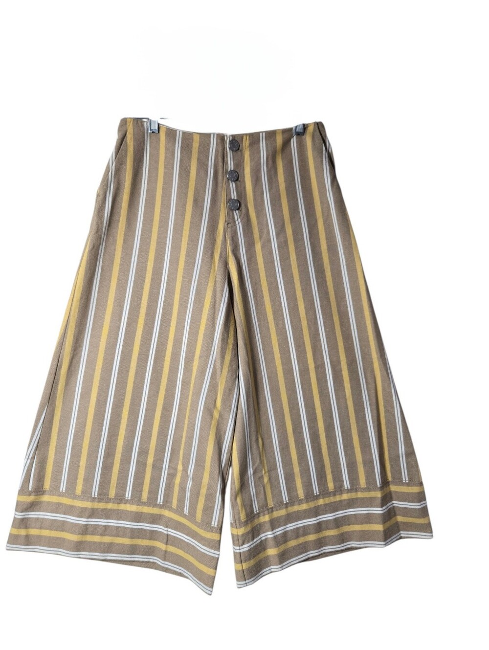 See By Chloe Striped Culotte Cropped Pants Pockets Cotton